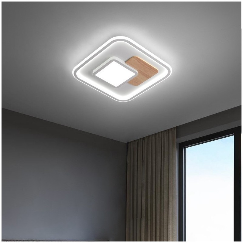 Madeira regulável moderno contemporâneo estilo nórdico quadrado luzes de teto embutidas com controle remoto também pode ser usado como luz de parede
