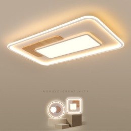 Luminárias de teto retangulares de estilo nórdico moderno e contemporâneo com controle remoto, reguláveis em madeira, também podem ser usadas como luminárias de parede