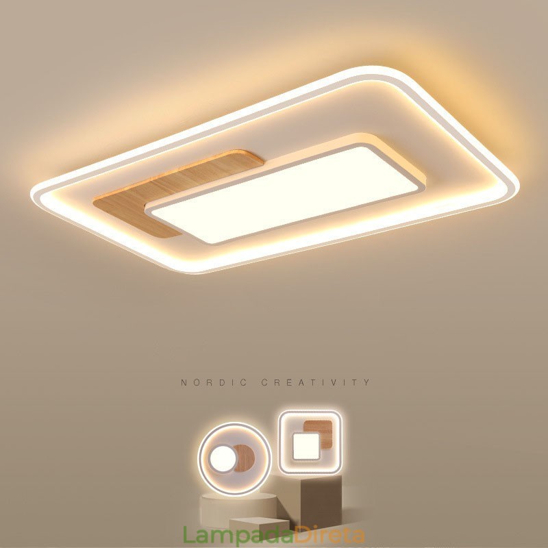 Luminárias de teto retangulares de estilo nórdico moderno e contemporâneo com controle remoto, reguláveis em madeira, também podem ser usadas como luminárias de parede