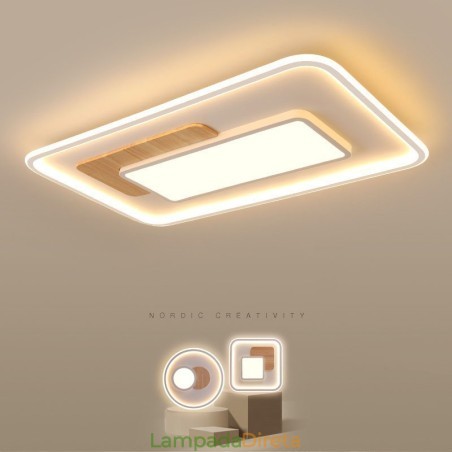 Luminárias de teto retangulares de estilo nórdico moderno e contemporâneo com controle remoto, reguláveis em madeira, também podem ser usadas como luminárias de parede Luminárias de teto retangulares de estilo nórdico moderno e contemporâneo com controle remoto, reguláveis em madeira, também podem ser usadas como luminárias de parede
