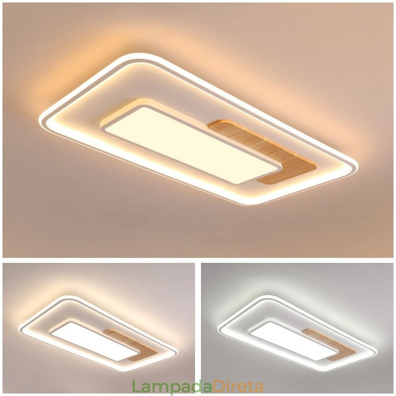 Luminárias de teto retangulares de estilo nórdico moderno e contemporâneo com controle remoto, reguláveis em madeira, também podem ser usadas como luminárias de parede