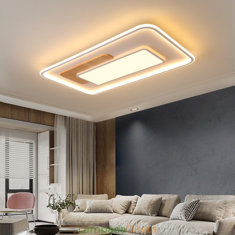 Luminárias de teto retangulares de estilo nórdico moderno e contemporâneo com controle remoto, reguláveis em madeira, também podem ser usadas como luminárias de parede