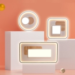 Luminárias de teto retangulares de estilo nórdico moderno e contemporâneo com controle remoto, reguláveis em madeira, também podem ser usadas como luminárias de parede