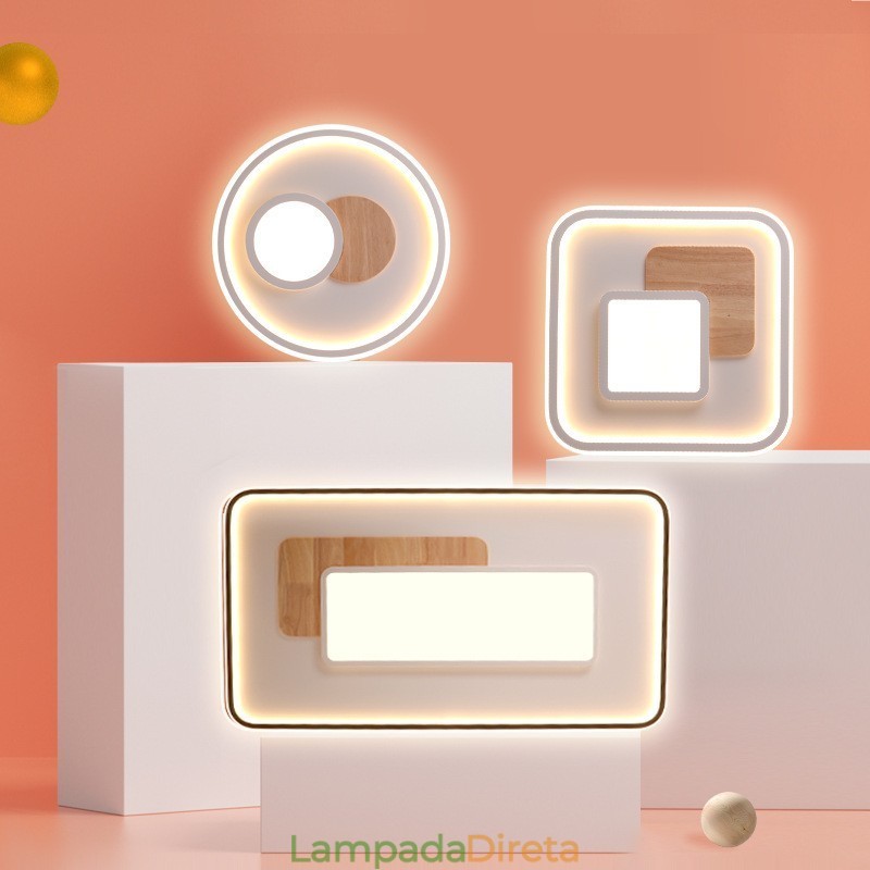 Luminárias de teto retangulares de estilo nórdico moderno e contemporâneo com controle remoto, reguláveis em madeira, também podem ser usadas como luminárias de parede