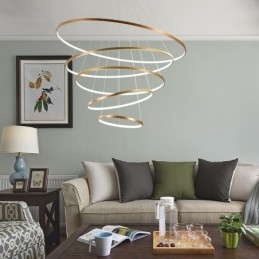 Grande 4 Anéis 5 Anéis Preto Branco Ouro Pingente Luz Design Moderno