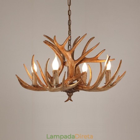 Lustre antigo de chifre retrô artístico rústico de 4 luzes Lustre antigo de chifre retrô artístico rústico de 4 luzes