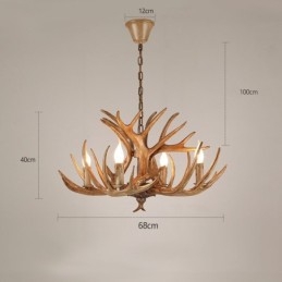 Lustre antigo de chifre retrô artístico rústico de 4 luzes