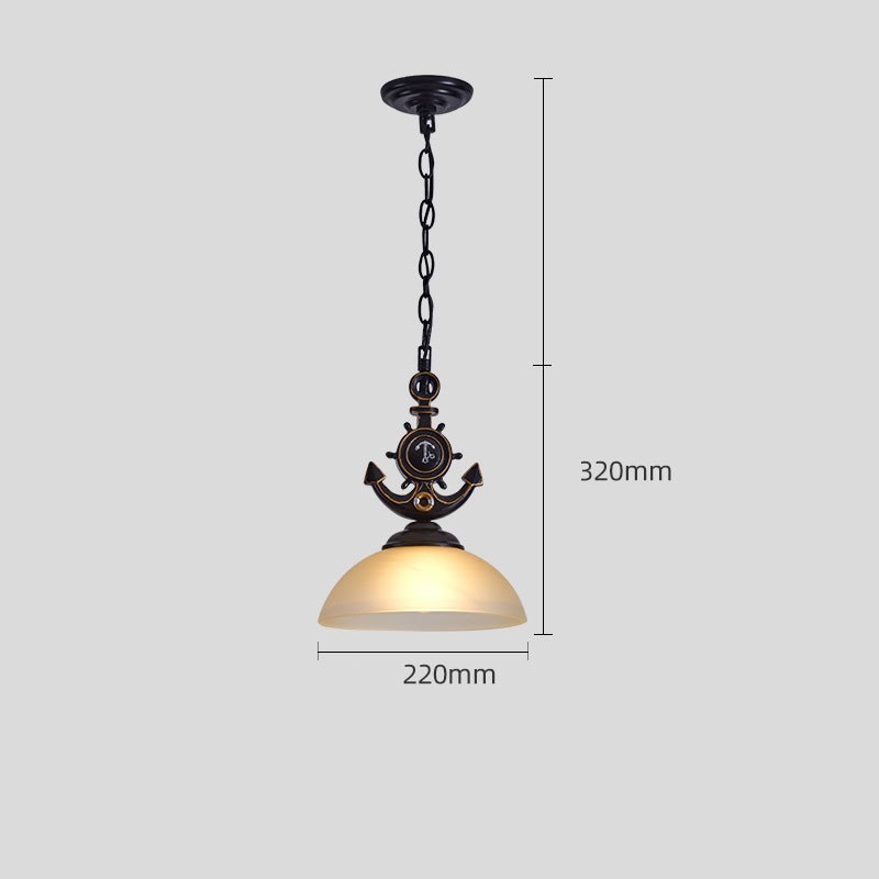 Uma luz preta rústica artística retrô antiga pendente com cúpula de vidro