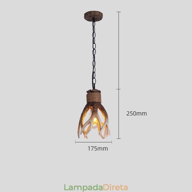 Uma luz rústica artística retrô chifre antigo pingente luz