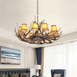 Lustre antigo de chifre retrô com abajures