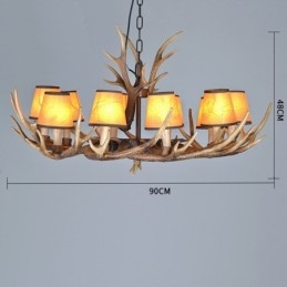 Lustre antigo de chifre retrô com abajures