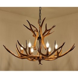 Lustre antigo de chifre retrô artístico rústico de 6 luzes