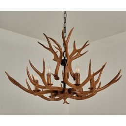 Lustre antigo de chifre retrô artístico rústico de 6 luzes