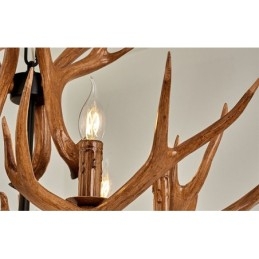 Lustre antigo de chifre retrô artístico rústico de 6 luzes