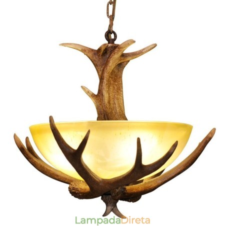 Uma luz rústica artística retrô chifre antigo pingente luz com cúpula de vidro Uma luz rústica artística retrô chifre antigo pingente luz com cúpula de vidro