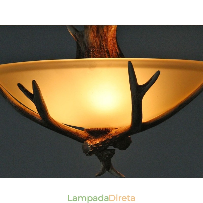 Uma luz rústica artística retrô chifre antigo pingente luz com cúpula de vidro