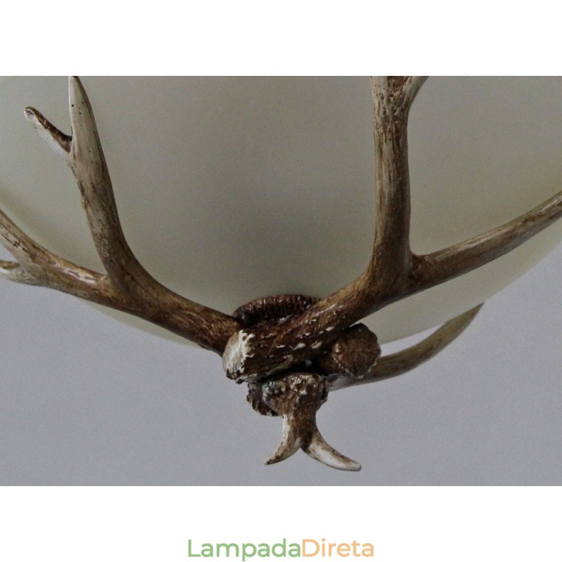 Uma luz rústica artística retrô chifre antigo pingente luz com cúpula de vidro