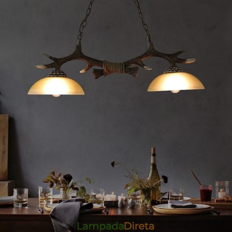2 Luzes Preto Rústico Artístico Retro Antler Antigo Pendente Luz com Sombra de Vidro 2 Luzes Preto Rústico Artístico Retro Antler Antigo Pendente Luz com Sombra de Vidro