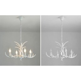 Lustre antigo de chifre retrô artístico rústico branco de 4 luzes
