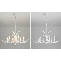 Lustre antigo de chifre retrô artístico rústico branco de 6 luzes