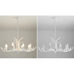 Lustre antigo de chifre retrô artístico rústico branco de 8 luzes