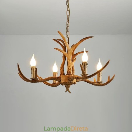 Lustre antigo de chifre retrô artístico rústico de 4 luzes Lustre antigo de chifre retrô artístico rústico de 4 luzes