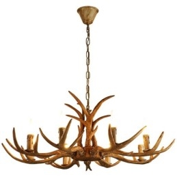 Lustre antigo de chifre retrô artístico rústico de 8 luzes