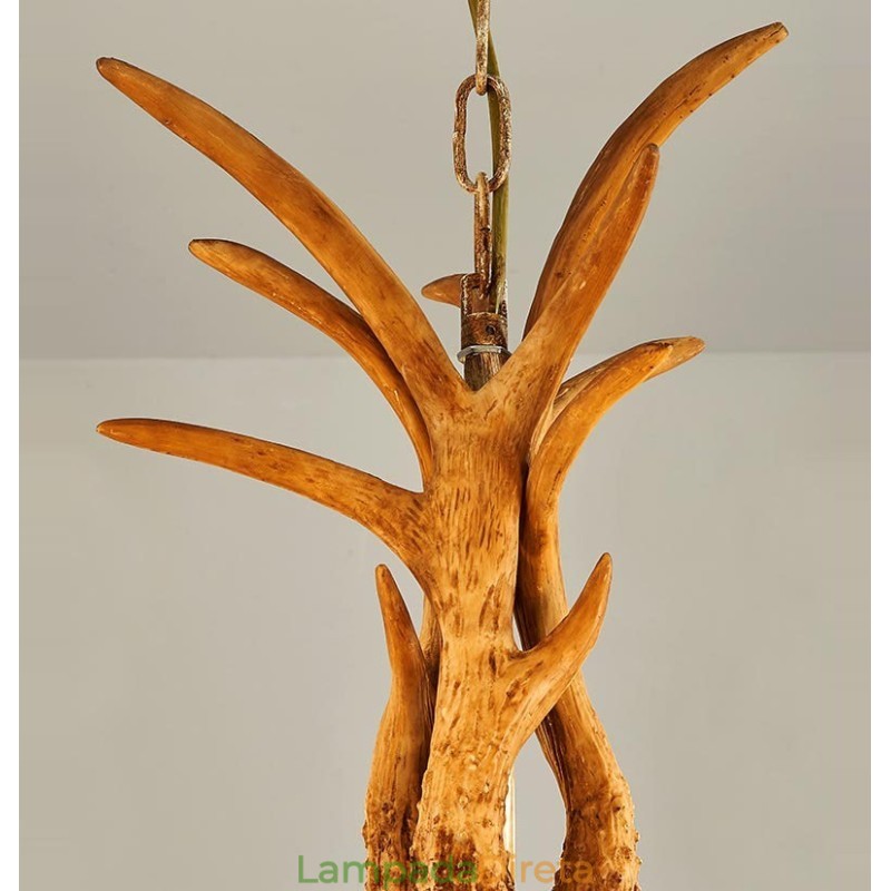 Lustre antigo de chifre retrô artístico rústico de 8 luzes