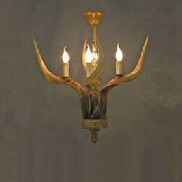 Lustre antigo de chifre retrô artístico rústico de 4 luzes