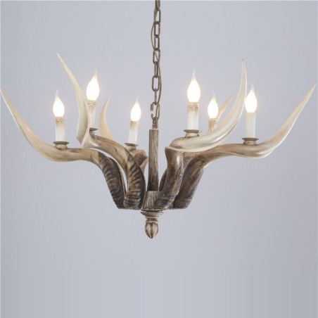 Lustre antigo de chifre retrô artístico rústico de 6 luzes Lustre antigo de chifre retrô artístico rústico de 6 luzes