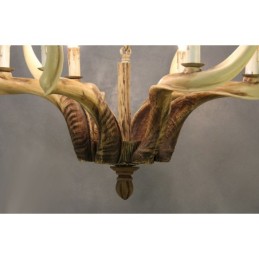 Lustre antigo de chifre retrô artístico rústico de 6 luzes