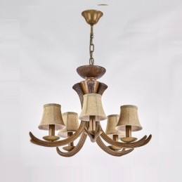 Lustre antigo de chifre retrô artístico rústico de 5 luzes com abajures