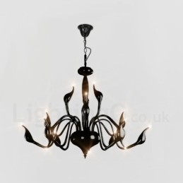 Lustre de metal galvanizado moderno contemporâneo preto de 15 luzes