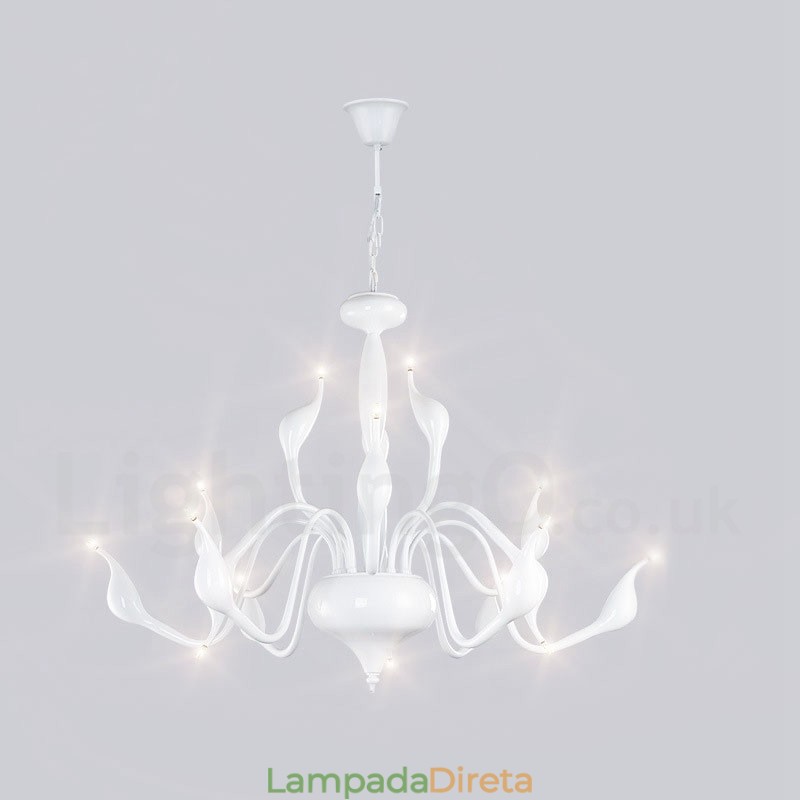 Lustre de metal galvanizado moderno contemporâneo branco de 15 luzes