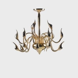 Lustre de metal galvanizado contemporâneo moderno dourado de 15 luzes