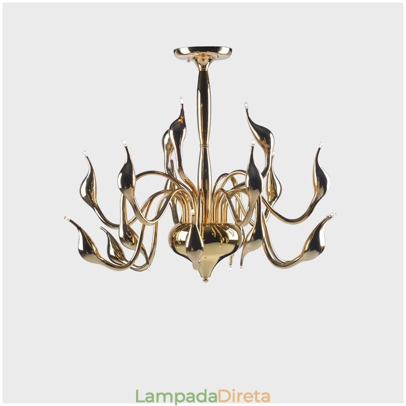 Lustre de metal galvanizado contemporâneo moderno dourado de 15 luzes