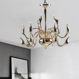 Lustre de metal galvanizado contemporâneo moderno dourado de 15 luzes