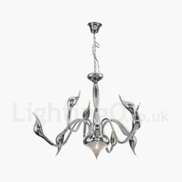 Lustre de metal galvanizado moderno e contemporâneo cromado dourado de 9 luzes