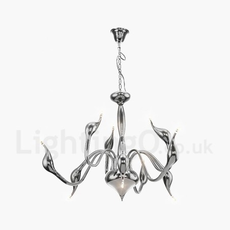 Lustre de metal galvanizado moderno e contemporâneo cromado dourado de 9 luzes Lustre de metal galvanizado moderno e contemporâneo cromado dourado de 9 luzes