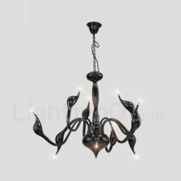 Lustre de metal galvanizado moderno contemporâneo preto de 9 luzes