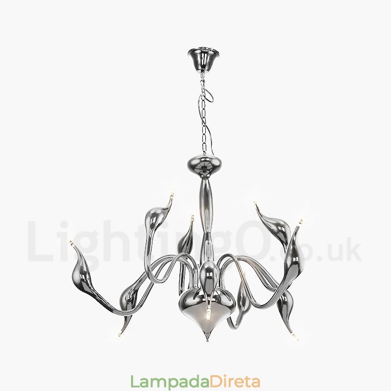 Lustre de metal galvanizado contemporâneo moderno de 9 luzes