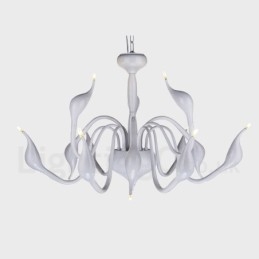 Lustre pendente moderno de metal branco cisne de 12 luzes