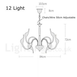 Lustre pendente moderno de metal cisne dourado com 12 luzes