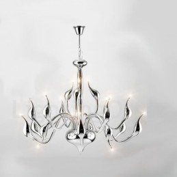 18 luzes de aço inoxidável pós-moderno cisne lustre luz g4 cromado acabamento