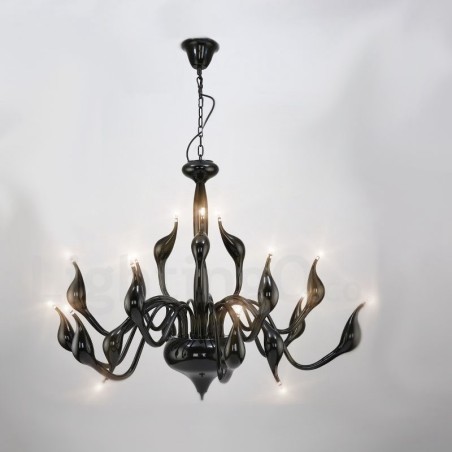 18 luzes de aço inoxidável pós moderno cisne lustre luz g4 preto acabado