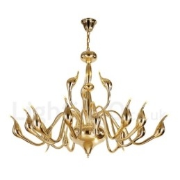 18 luzes de aço inoxidável pós moderno cisne lustre luz g4 ouro acabamento