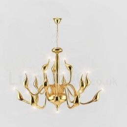18 luzes de aço inoxidável pós moderno cisne lustre luz g4 ouro acabamento