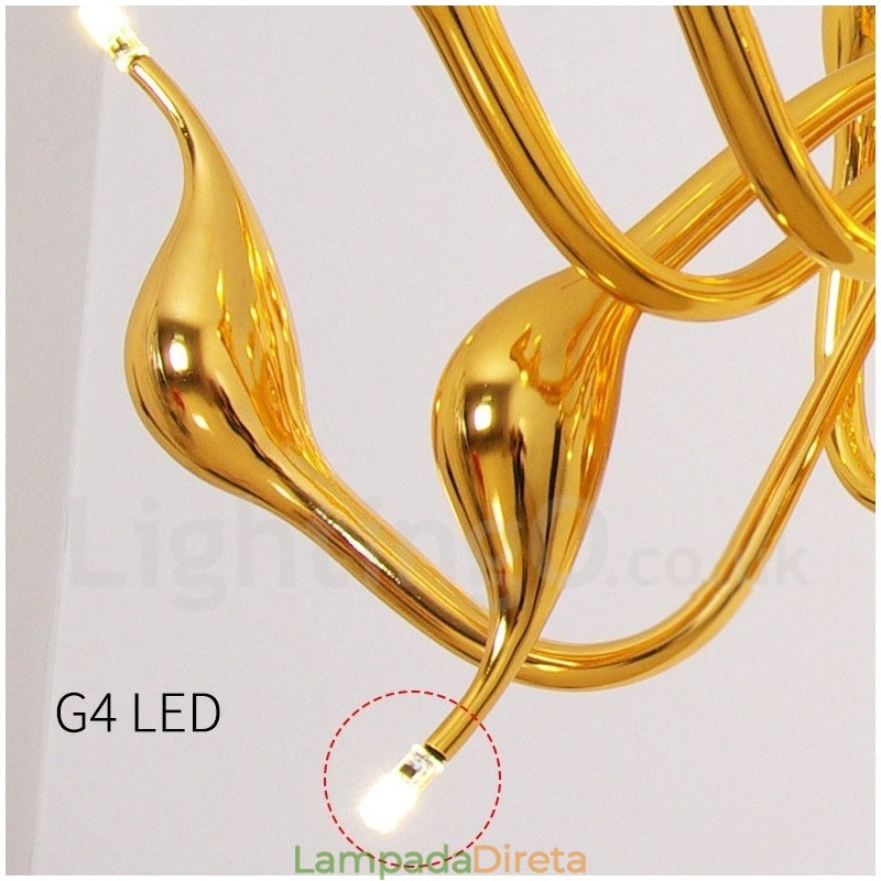 18 luzes de aço inoxidável pós moderno cisne lustre luz g4 ouro acabamento