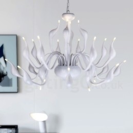Lustre moderno de cisne com 24 luzes G4, revestimento branco
