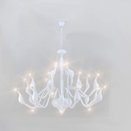Lustre moderno de cisne com 24 luzes G4, revestimento branco